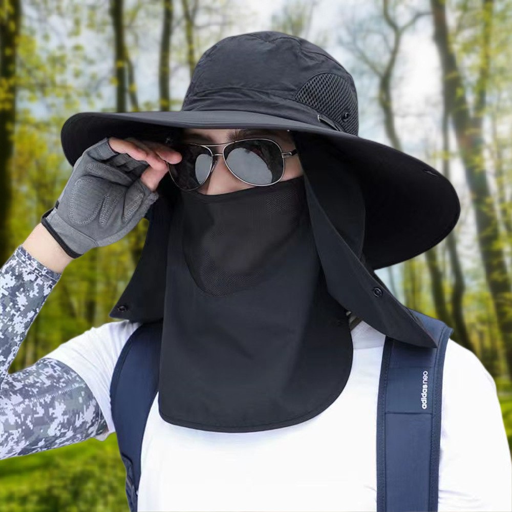 قبعة واقية من الشمس مع قناع شبكي