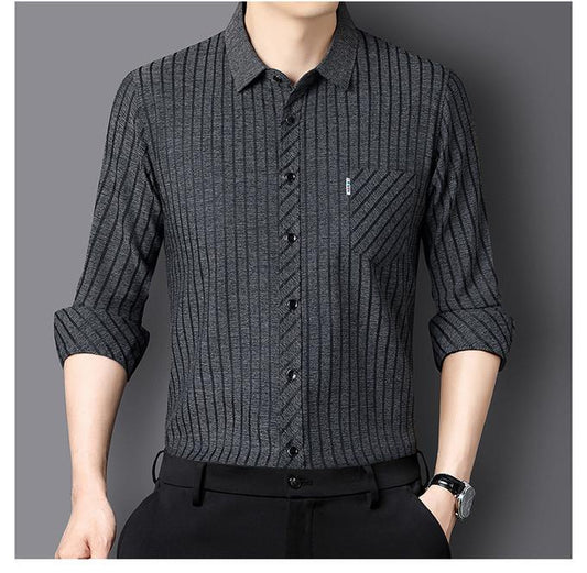 قميص رجالي مخطط، ذو تصميم راقي