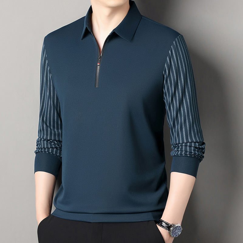 قميص بولو رجالي بأكمام طويلة و سحاب للإغلاق