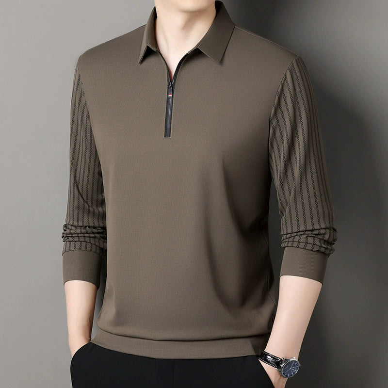 قميص بولو رجالي بأكمام طويلة و سحاب للإغلاق