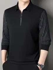 قميص بولو رجالي بأكمام طويلة و سحاب للإغلاق
